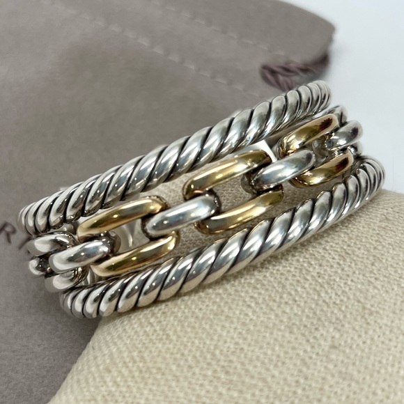 David Yurman Jewelry - David Yurman Wellesley Three-Row Cuff Bracelet .925/18K Gold